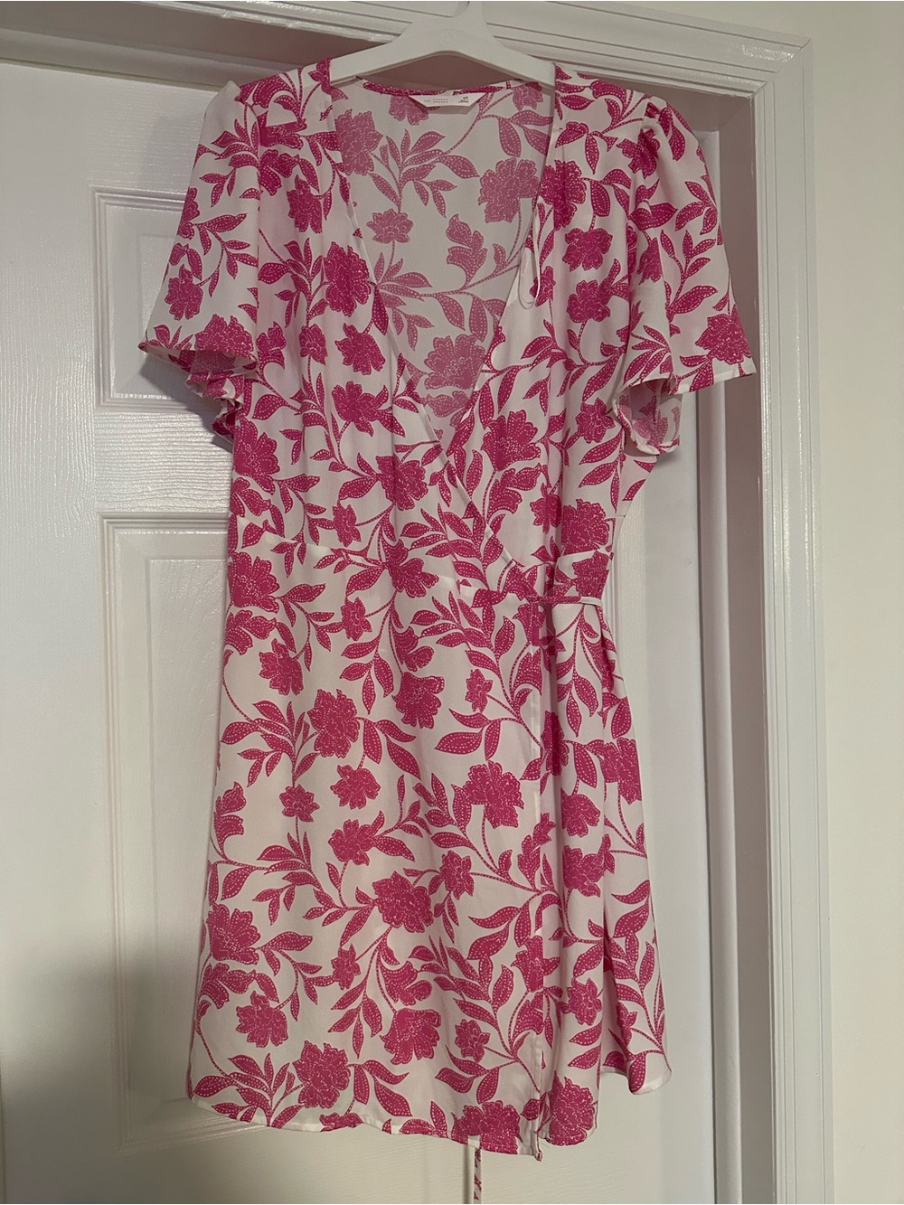 Pink Floral Wrap Dress for Women